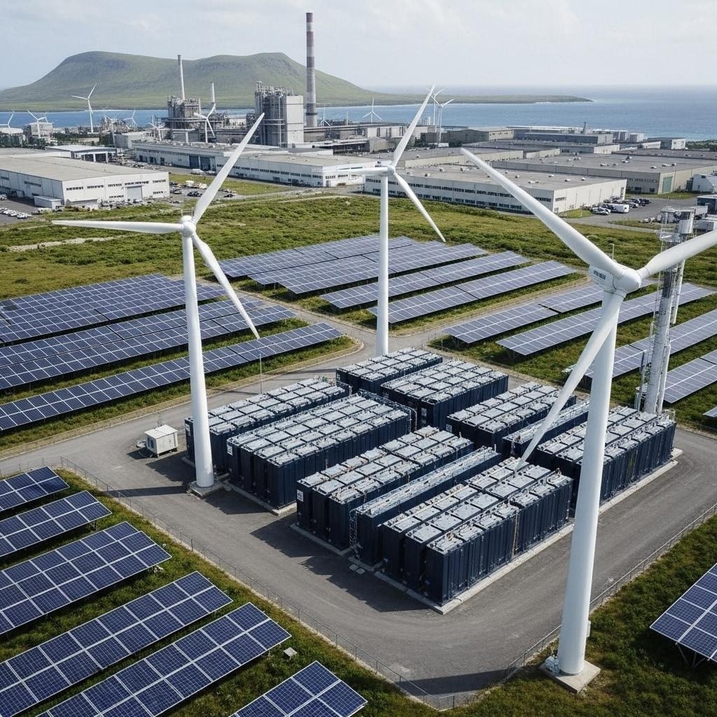 Solar Farm and Wind Turbines for Renewable Energy